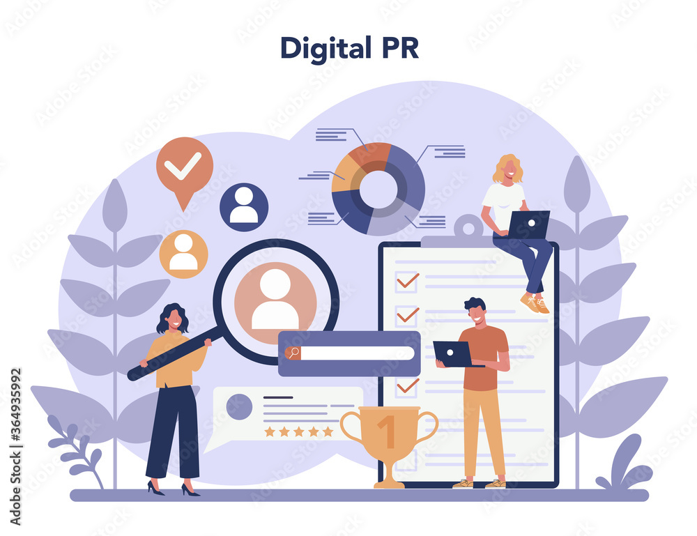 Public relations concept. Idea of making announcements through Public relations concept. Idea of making announcements through