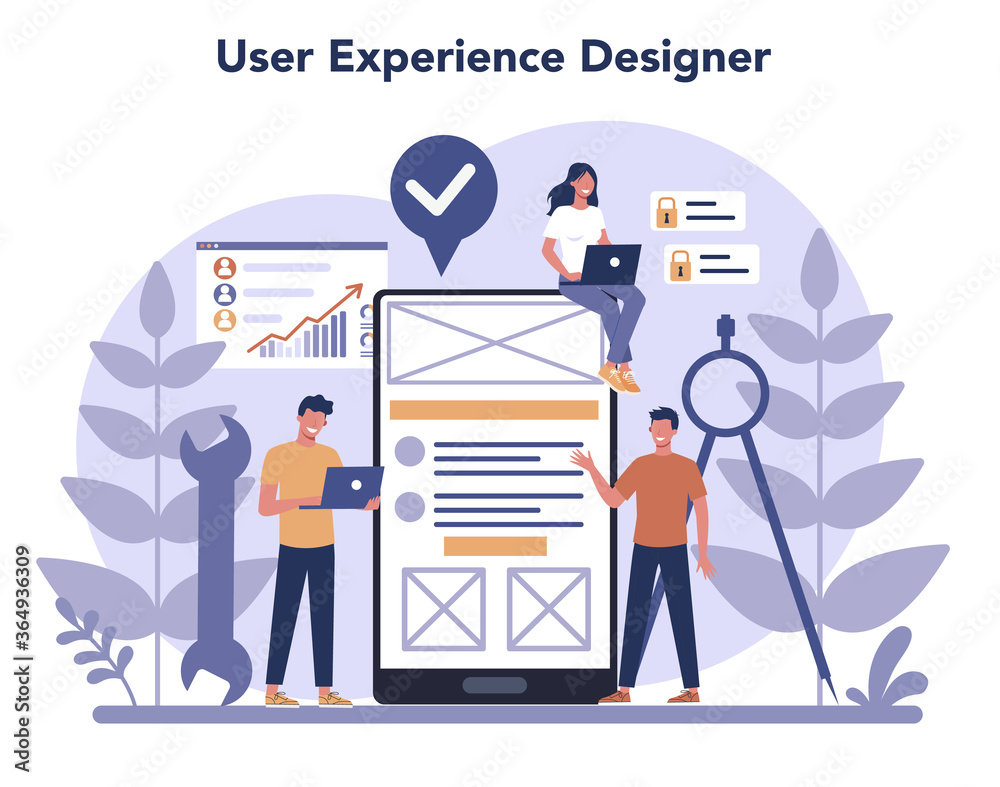 UX UI designer concept . App interface improvement for user. Stock ...