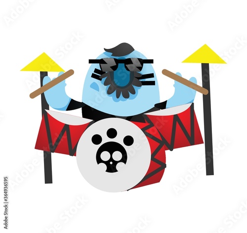fish cartoon playing drums