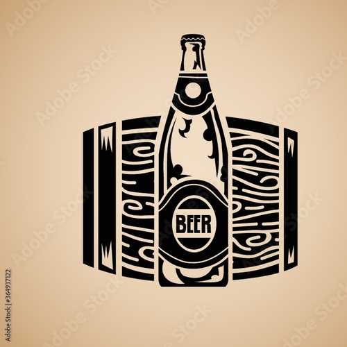 beer bottle and barrel