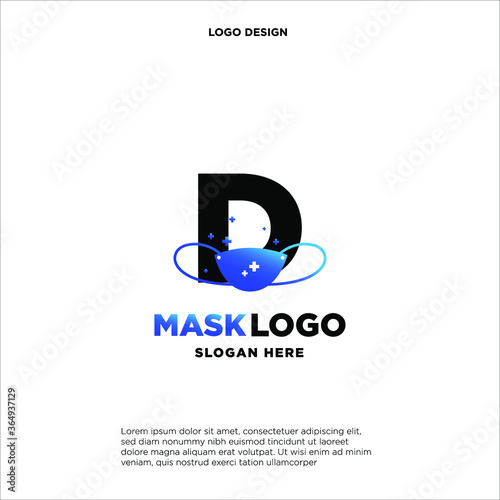 Initial letter N logo template with mask or shield illustration in flat design monogram symbol