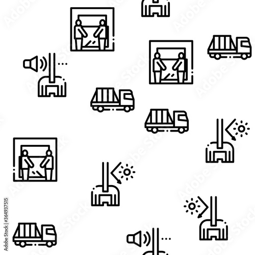 Pvc Window Frames Seamless Pattern Vector Thin Line. Illustrations