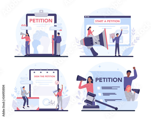 Canvas Print Petition concept set. Collective public appeal document. Signing