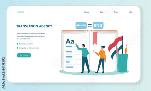 Translator and translation service web banner or landing page .