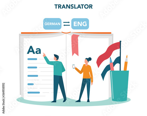 Translator and translation service concept. Polyglot translating