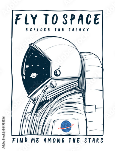 Vector illustration of astronaut in space, for t-shirt prints and other uses.