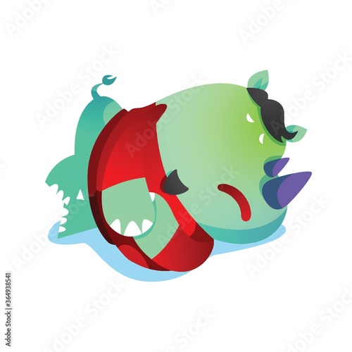 rhinoceros cartoon having stomach ache
