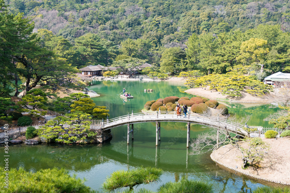 Fototapeta Ritsurin Garden in Takamatsu, Kagawa, Japan. Ritsurin Garden is one of the most famous historical gardens in Japan.