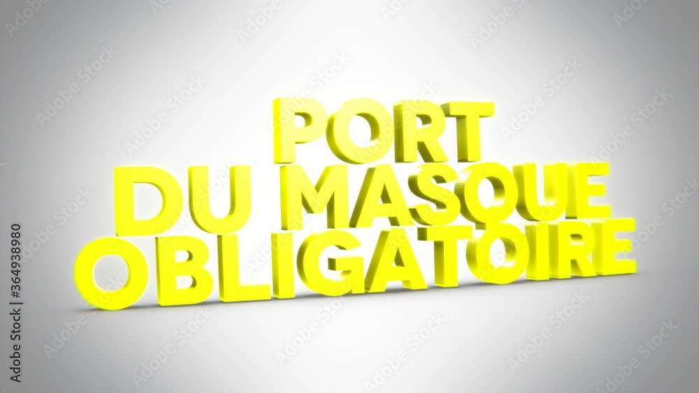 port du masque obligatoire 3D jaune