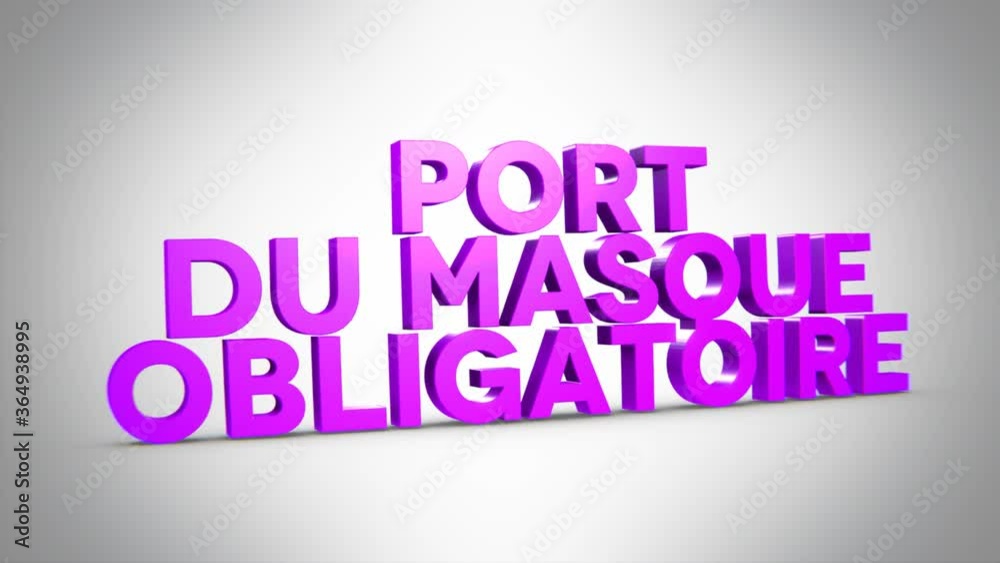 port du masque obligatoire 3D violet