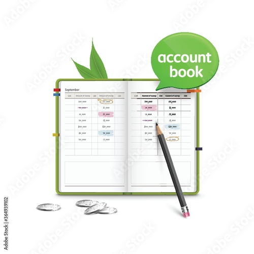 account book with speech bubble