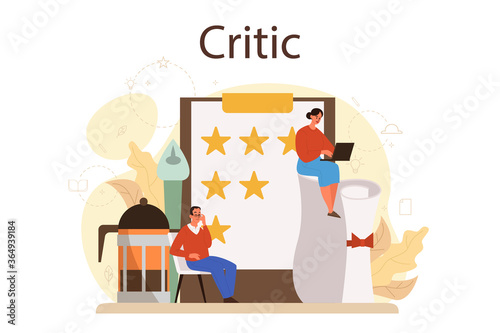 Professional critic concept. Journalist making review and ranking food