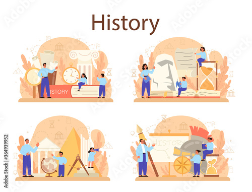 History concept set. History school subject. Idea of science