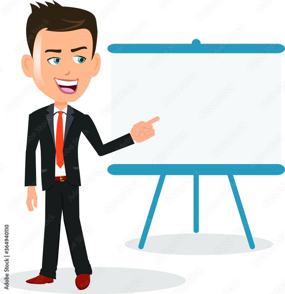 The great business man presenting on a stand white board pointing on the blank template write message text info product service business logo features education mentor manager chairman boss ceo The great business man presenting on a stand white board pointing on the blank template write message text info product service business logo features education mentor manager chairman boss ceo