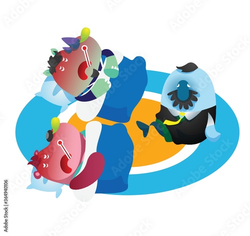 rhinoceros and bear cartoon feeling sick