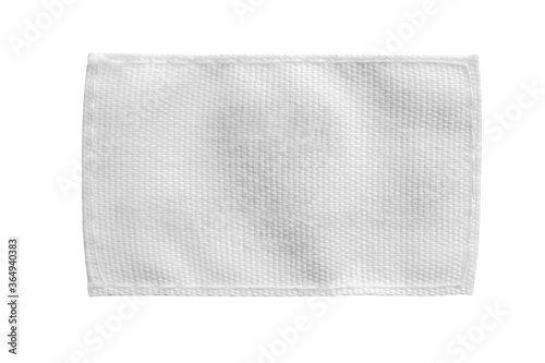 White blank laundry care clothes label isolated on white background photo
