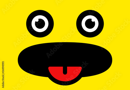 Background with facial expressions. Emotional background. Cheerful smiley with eyes, mouth and tongue. Vector illustration.