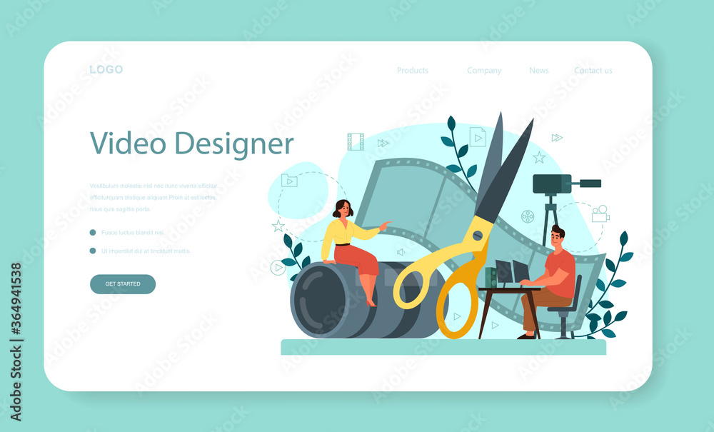 Motion or video designer web banner or landing page . Artist Motion or video designer web banner or landing page . Artist
