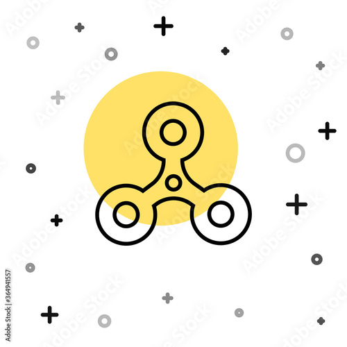 Black line Fidget spinner icon isolated on white background. Stress relieving toy. Trendy hand spinner. Random dynamic shapes. Vector.