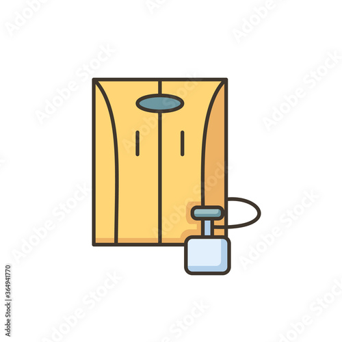 Portable home sauna RGB color icon. Mobile bathhouse, wellness. Health care procedure, heat therapy. Small bath with infrared heaters isolated vector illustration