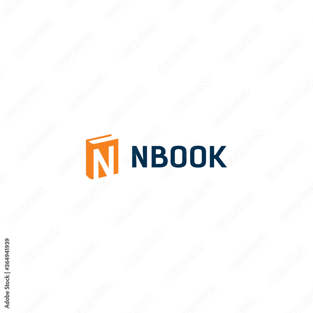 N Book Logo Concept. Combination N and Book
