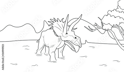 Triceratops dinosaur drinking water thirsty fun education learning