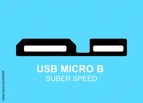 USB MICRO B, super speed, socket vector icon universal computer socket
