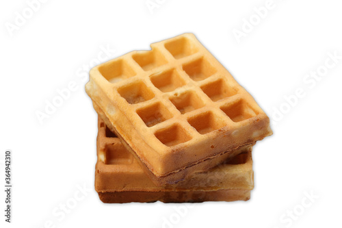 2 waffles on a white background, included clipping path