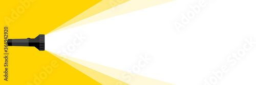 Banner flashlight. Vector flat flashlight on yellow background. Vector illustration