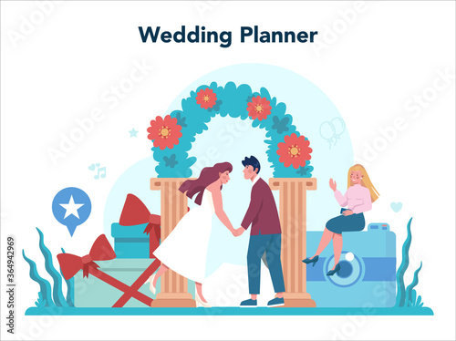 Wedding planner concept. Professional organizer planning wedding
