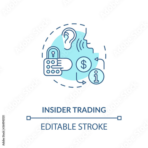 Insider trading concept icon. Non public information market. Common corporate crime. Secret data buying idea thin line illustration. Vector isolated outline RGB color drawing. Editable stroke