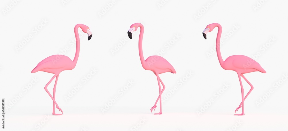 Fototapeta różowy flaming w stylu cartoon renderowania 3d