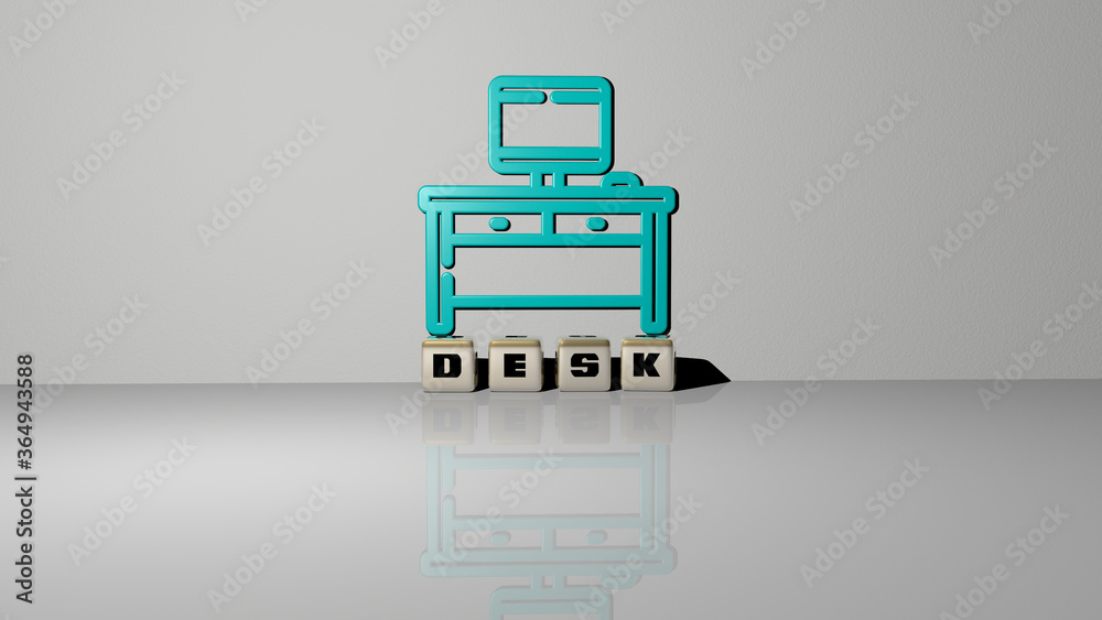 3D illustration of desk graphics and text made by metallic dice letters for the related meanings of the concept and presentations. business and background 3D illustration of desk graphics and text made by metallic dice letters for the related meanings of the concept and presentations. business and background
