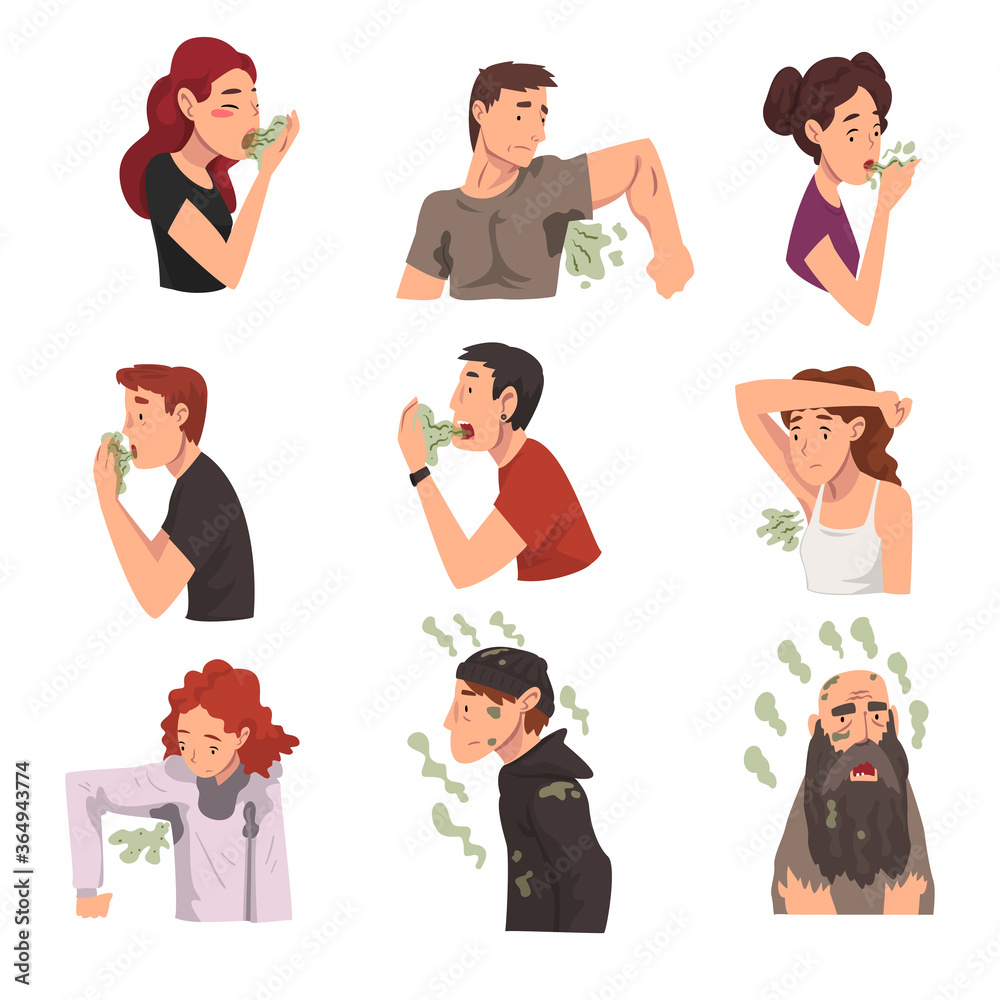 Bad Smelling People Collection, Men and Women Having Having Bad Breath