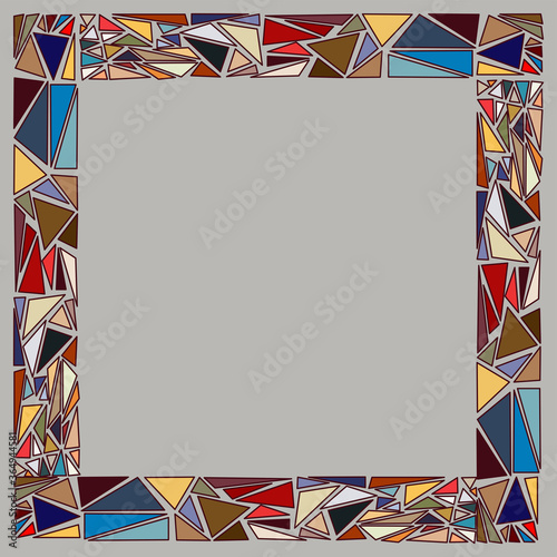 Mosaic square frame. Isolated on grey background. Template for a border, interior design. Background for advertisement