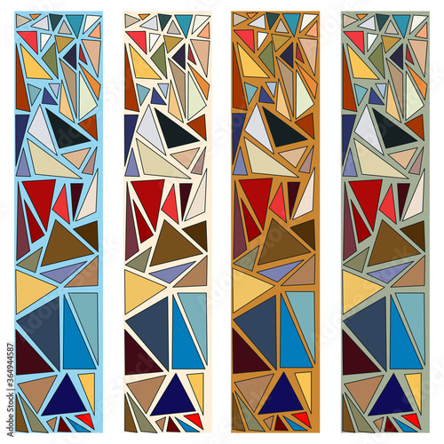 Mosaic rectangle pattern. Template for a border, interior design. Picture for a bookmark. Screen door design