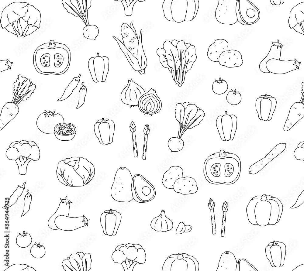 手書きの野菜のパターン／おしゃれ／背景素材／かわいい
