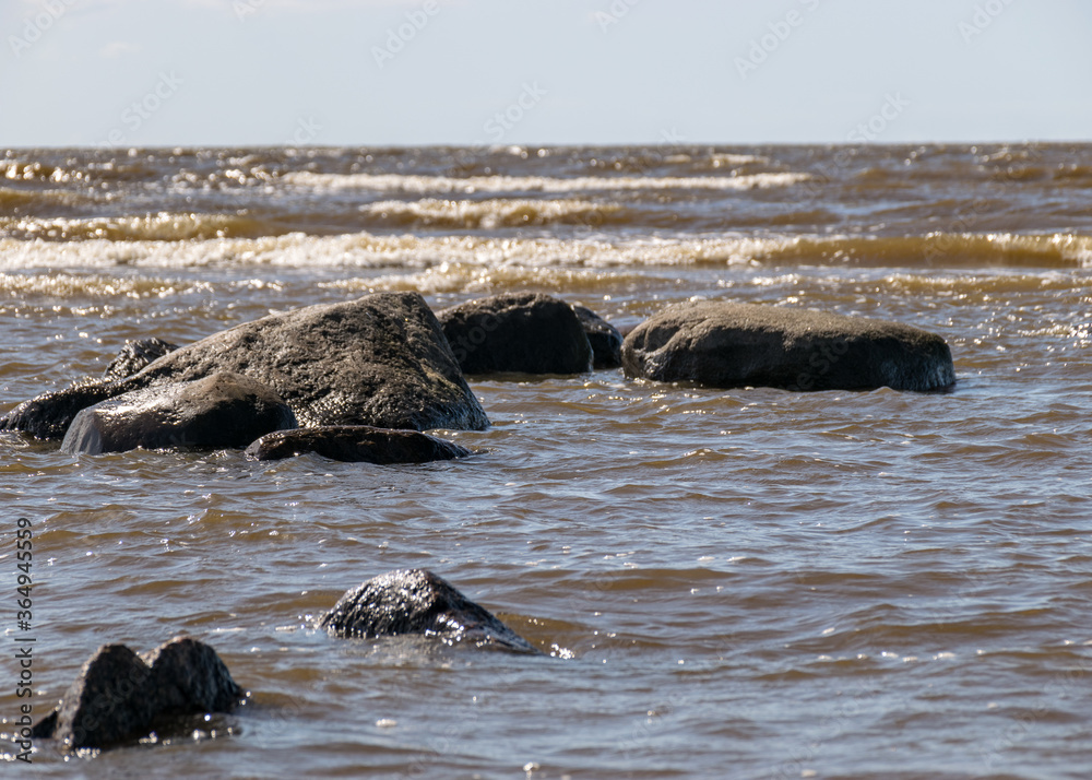 Fototapeta premium summer landscape with rocks by the sea, baltic sea coast