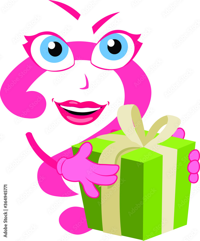Wonderful funny female question mark character girl lady woman cartoon giving holding a gift box presentation for your business success lover fiance boyfriend Christmas eid holiday occasion Wonderful funny female question mark character girl lady woman cartoon giving holding a gift box presentation for your business success lover fiance boyfriend Christmas eid holiday occasion