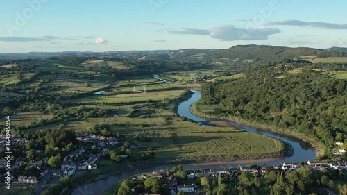 Aerial view of the Welsh town Caerleon in Wales, home of the Roman Amphitheatre