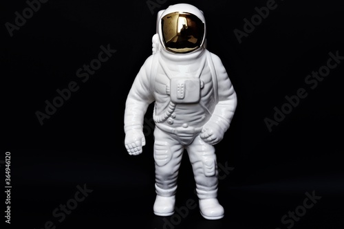 Astronaut with Gold Visor and White Spacesuit with Neutral White lighting Front 3d illustration 3d render