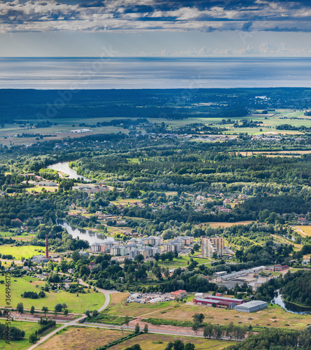 aerial view over the town Adazi (Latvia)