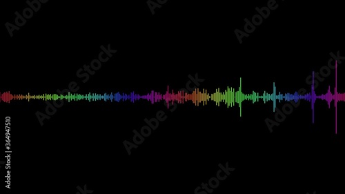 Minimal Audio. Spectrum on black sound waves background.