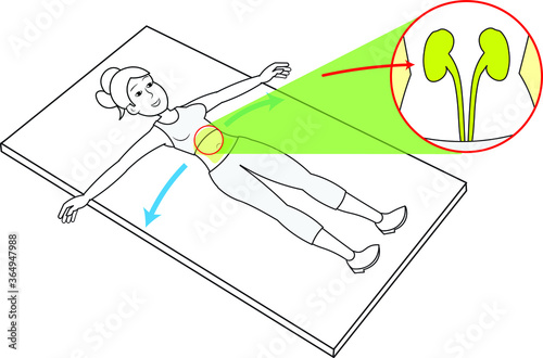 young lady woman girl laying on a bed sheet rug Matt exercise workout with kidneys zoom out pelvic belly stress