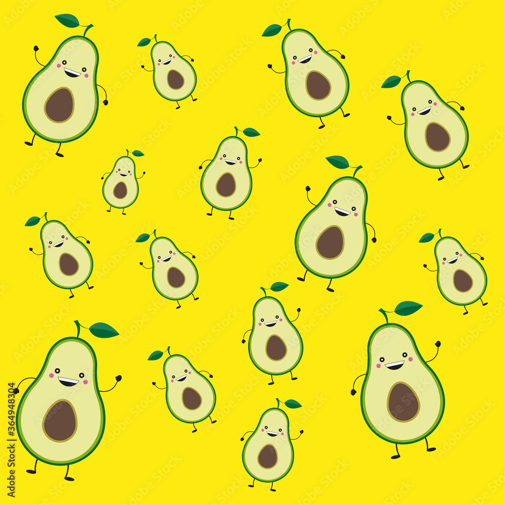 Fototapeta premium Cute Avocado Seamless Patters