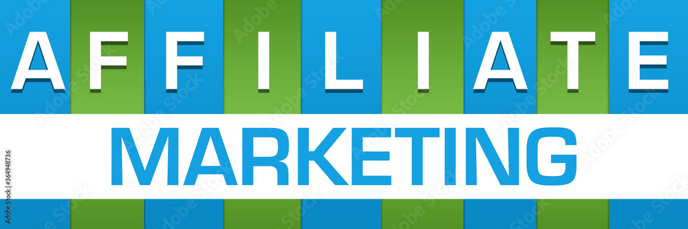 Fototapeta premium Affiliate Marketing Green Blue Boxes White Horizontal Text