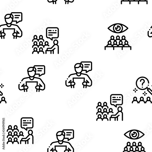 Seminar Conference Seamless Pattern Vector Thin Line. Illustrations