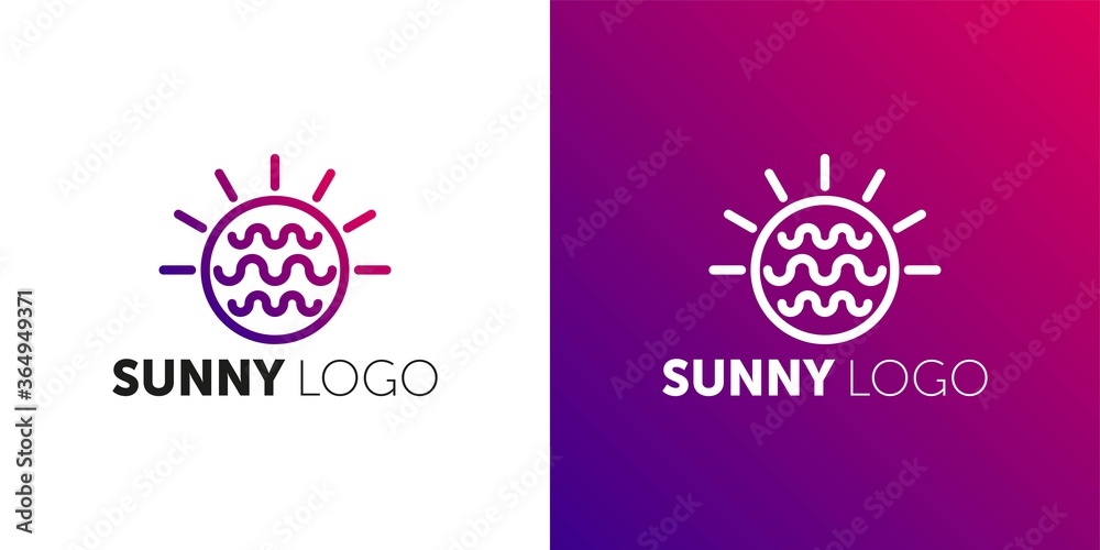 Naklejka premium Abstract sun logo design template. Geometric sign. Universal energy tech vector icon