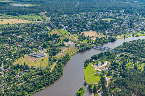 aerial view over the town Carnikava (Latvia)