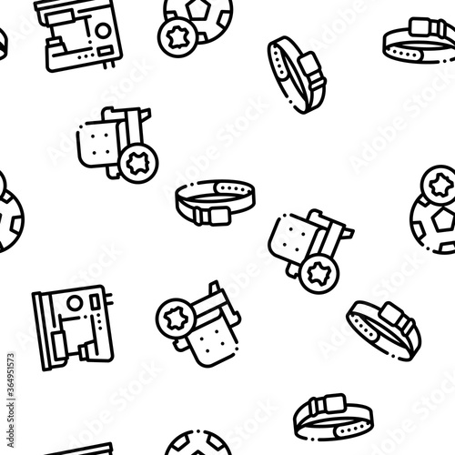 Leatherworking Job Seamless Pattern Vector Thin Line. Illustrations